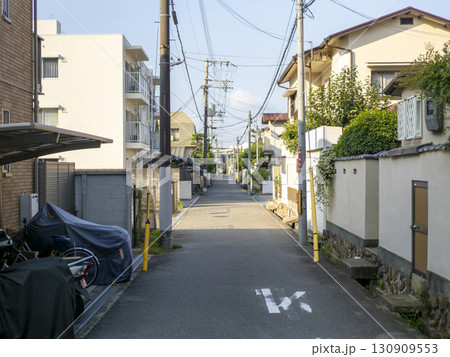 朝日に照らされた住宅街の風景 朝日に照らされた住宅街の風景 130909553