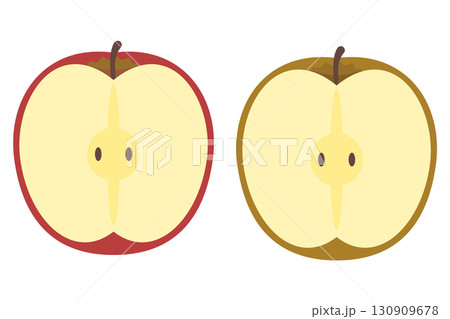 りんごと梨の輪切りイラストセット 130909678