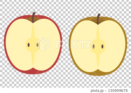 りんごと梨の輪切りイラストセット 130909678