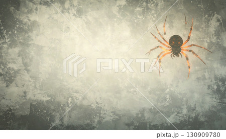Floating Neon Orange Spider with Glowing Legs. Hallowen Concept. Generated Image 130909780