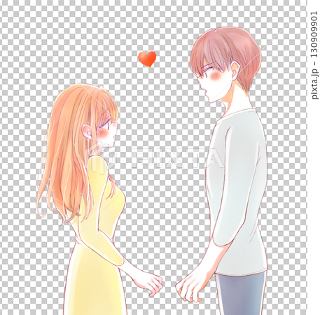 Man and woman facing each other in love 130909901