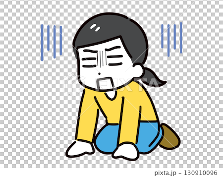 A young woman in casual clothes (whole body) feeling depressed with her hands on the floor A young woman in casual clothes (whole body) feeling depressed with her hands on the floor 130910096