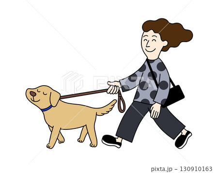 犬の散歩をする女性 130910163