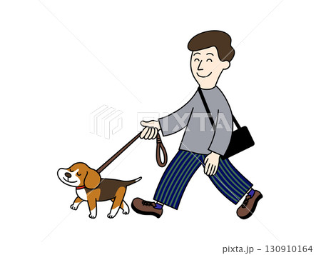 犬の散歩をする男性 130910164