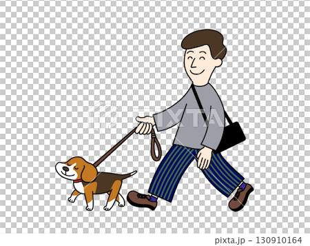 犬の散歩をする男性 130910164