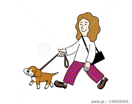 犬の散歩をする女性 130910165
