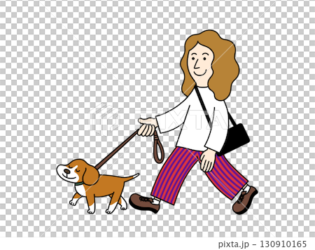 犬の散歩をする女性 130910165