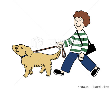 犬の散歩をする男性 130910166