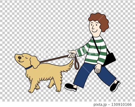 犬の散歩をする男性 130910166