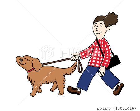 犬の散歩をする女性 130910167