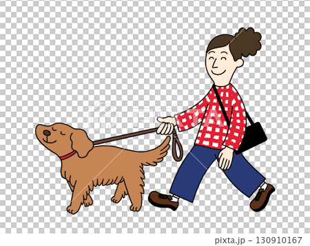 犬の散歩をする女性 130910167