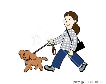 犬の散歩をする女性 130910169