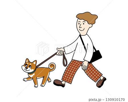 犬の散歩をする男性 130910170