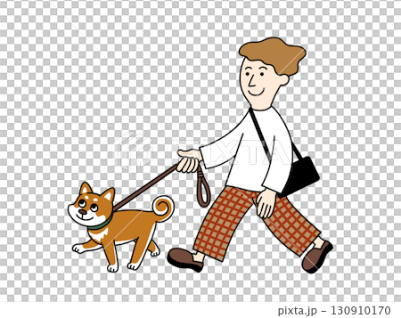 犬の散歩をする男性 130910170