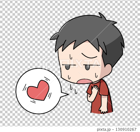 Illustration of a boy with palpitations Illustration of a boy with palpitations 130910267