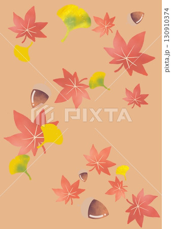 どんぐりとイチョウともみじの壁紙 130910374