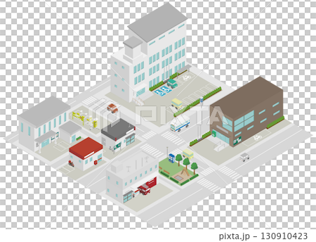 政府和公共設施的等距城市景觀 政府和公共設施的等距城市景觀 130910423