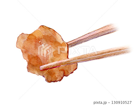 水彩イラスト 手描きイラスト アナログイラスト 箸ではさんだ唐揚げ 水彩イラスト 手描きイラスト アナログイラスト 箸ではさんだ唐揚げ 130910527