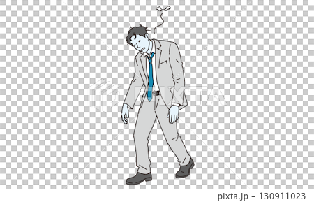 Illustration material of a busy businessman who becomes a zombie 130911023