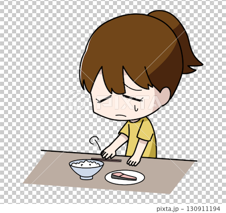 Illustration of a girl with no appetite Illustration of a girl with no appetite 130911194