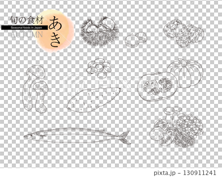 旬の食材・秋・線画 130911241