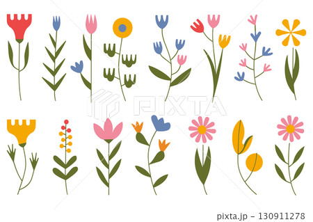 Collection of Stylized Flat Flowers and Plants floral vector template Collection of Stylized Flat Flowers and Plants floral vector template 130911278