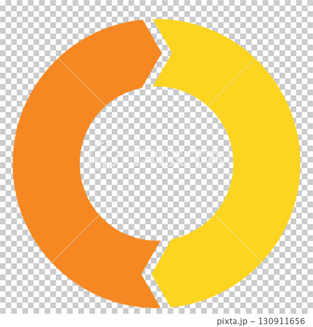 雙向流動、雙色箭頭循環圖:流程與工作流程的資訊圖 雙向流動、雙色箭頭循環圖:流程與工作流程的資訊圖 130911656