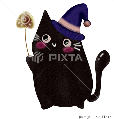 cute black cat in halloween 130911747