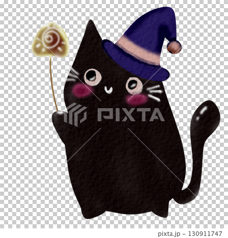 cute black cat in halloween 130911747