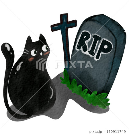 cute black cat in halloween 130911749