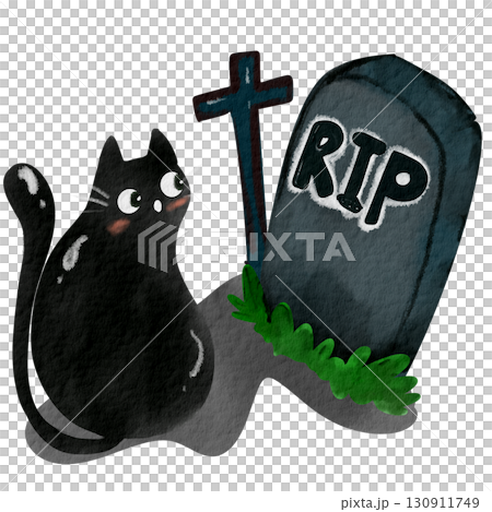 cute black cat in halloween 130911749