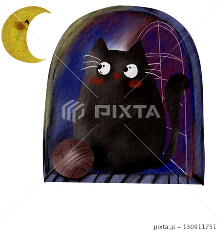 cute black cat in halloween 130911751