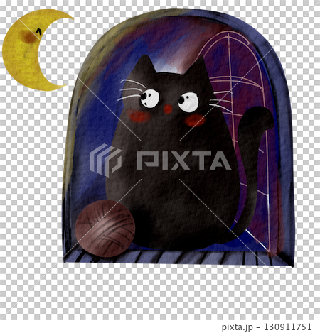 cute black cat in halloween 130911751