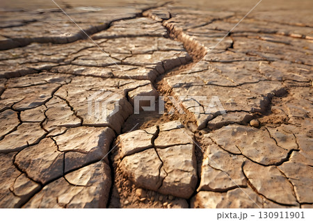 dry soil cracked because of the dry season 130911901