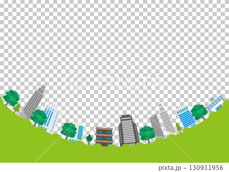 流行又可愛的城市景觀插圖 130911956