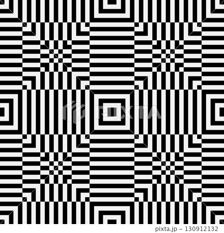 Vector seamless pattern with optical illusion. Geometric background with visual distortion effect. Op art vector design.  130912132