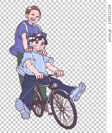 兩個人騎自行車的插圖 130912204