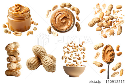 Peanuts Peanut groundnut goober pea nut seed fruit vegetable kernel, many angles view pile bowl stack jar Butter spread, shell, fly piece isolated on transparent cutout PNG. Mockup template Peanuts Peanut groundnut goober pea nut seed fruit vegetable kernel, many angles view pile bowl stack jar Butter spread, shell, fly piece isolated on transparent cutout PNG. Mockup template 130912215