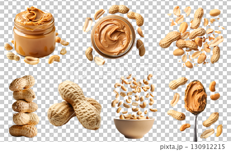 Peanuts Peanut groundnut goober pea nut seed fruit vegetable kernel, many angles view pile bowl stack jar Butter spread, shell, fly piece isolated on transparent cutout PNG. Mockup template Peanuts Peanut groundnut goober pea nut seed fruit vegetable kernel, many angles view pile bowl stack jar Butter spread, shell, fly piece isolated on transparent cutout PNG. Mockup template 130912215
