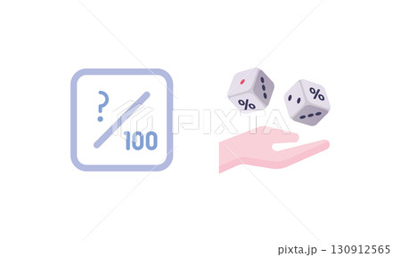 確率を表す数字とサイコロのイラスト 130912565