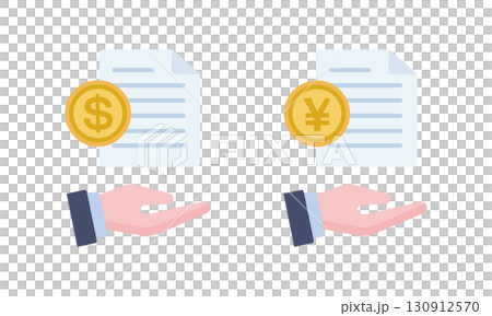 Japanese yen and dollar loan, lending illustration 130912570