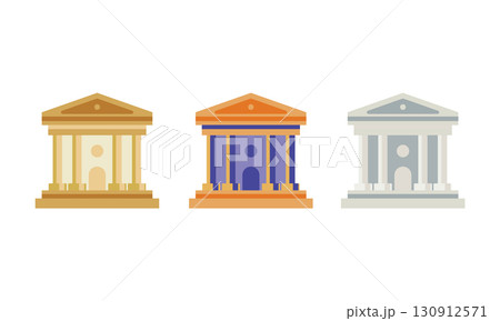 銀行の建物のイラストセット 130912571