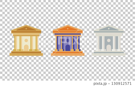 銀行の建物のイラストセット 130912571