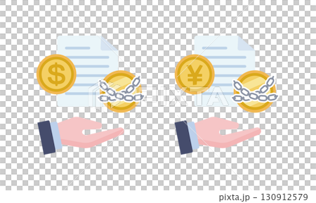 日本円とドルの現金担保のイラスト 日本円とドルの現金担保のイラスト 130912579