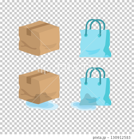 Damaged cardboard and paper bags 130912583