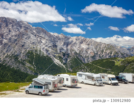 Motorhomes in the Parking Lot and the Majestic Dolomites Motorhomes in the Parking Lot and the Majestic Dolomites 130912980