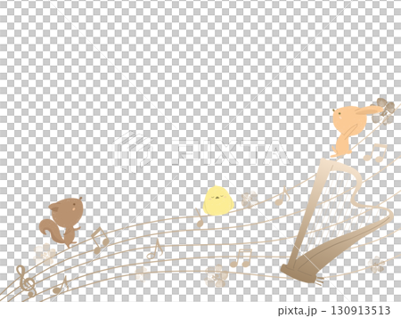 ハープと動物たちのイラスト ハープと動物たちのイラスト 130913513