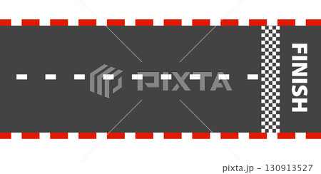 Race part road Finish top view asphalt track, sport speedway racetrack, competition roadway. border red and white. 130913527