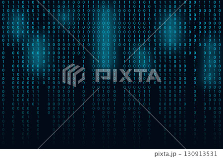 Matrix binary code 0 and 1 numbers. Tech hacker concept. Futuristic Falling digits on dark backdrop bg. Running random numbers.  130913531