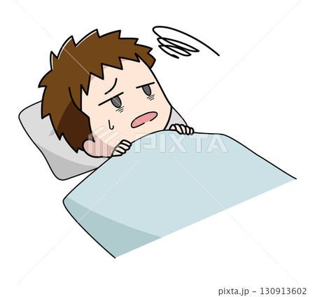 布団に入っても眠れない男の子のイラスト 布団に入っても眠れない男の子のイラスト 130913602